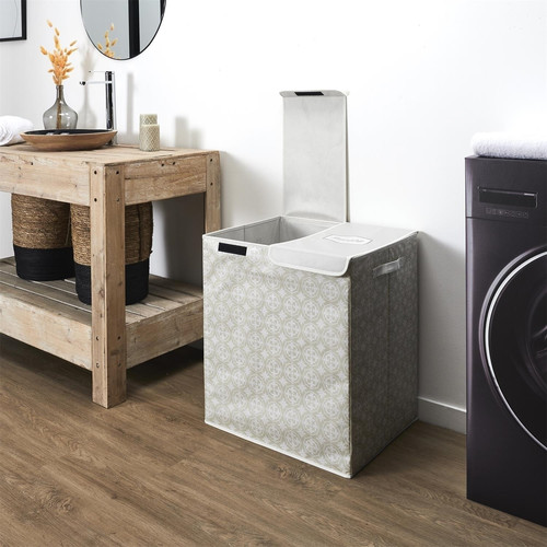 Dual-Compartment Laundry Basket 50x41x57, grey