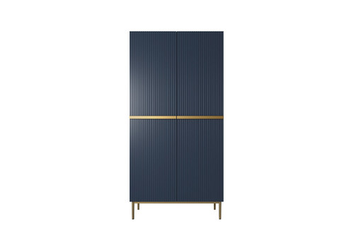 Wardrobe Nicole with Drawer Unit 100 cm, dark blue, gold legs