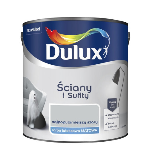 Dulux Walls & Ceilings Matt Latex Paint 2.5l popular grey