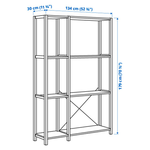IVAR 2 sections/shelves, pine, 134x30x179 cm