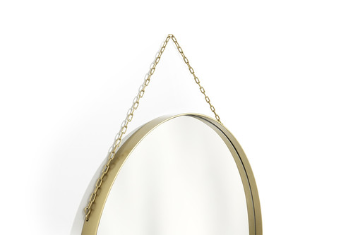 Round Mirror with Metal Frame Nicole 80cm, gold