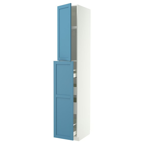 METOD / MAXIMERA Hc w p-o func 1dr/4drw, white/Lerhyttan blue, 40x60x240 cm