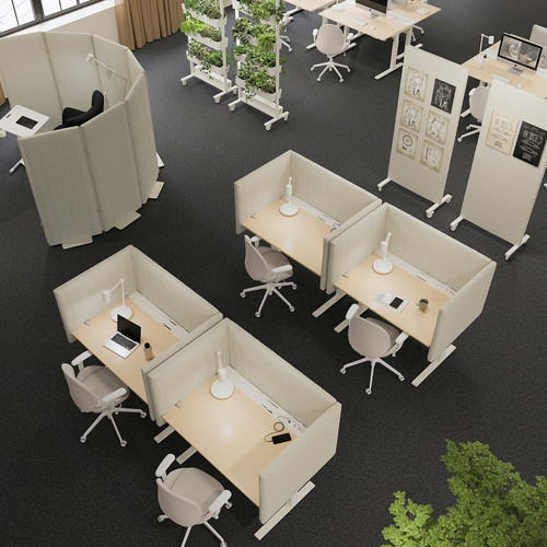 MITTZON Desk sit/stand, electric birch veneer/white, 140x60 cm