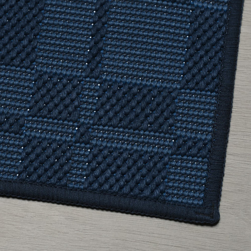 NATTÅG Kitchen mat, dark blue/check, 45x120 cm
