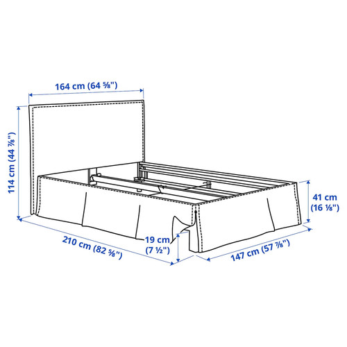 TÄRNKULLEN Upholstered bed frame, Vissle beige/Luröy, 140x200 cm
