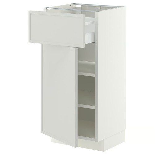 METOD/MAXIMERA Base cabinet with drawer/door, white/Aspudden light grey, 40x37 cm