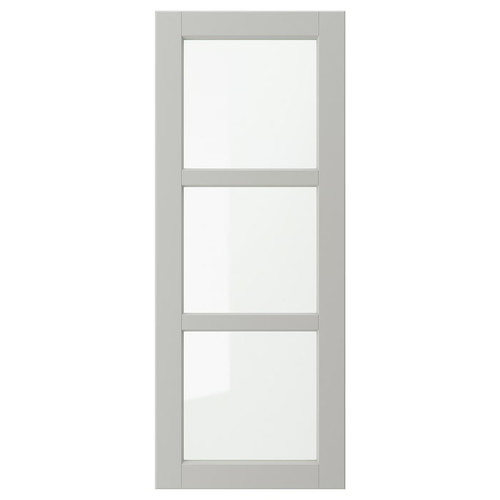 LERHYTTAN Glass door, light grey, 40x100 cm