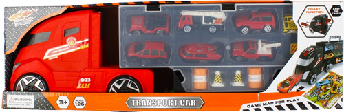 Transport Truck with 6 Small Cars & Road Accessories 3+