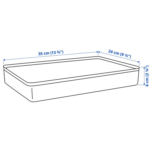 HARVMATTA Box with lid, anthracite, 24x35x6 cm