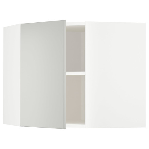 METOD Corner wall cabinet with shelves, white/Havstorp light grey, 68x60 cm