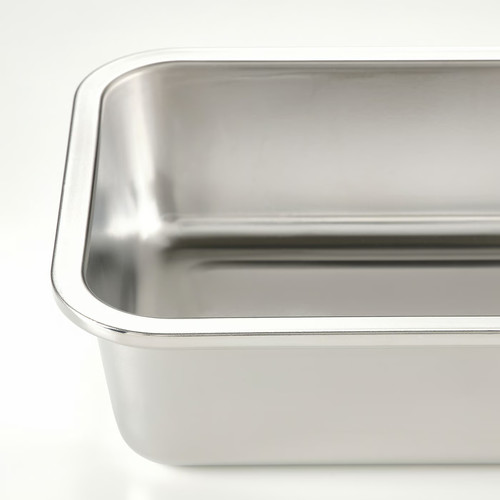IKEA 365+ Food container with lid, large rectangular/stainless steel bamboo, 3 l