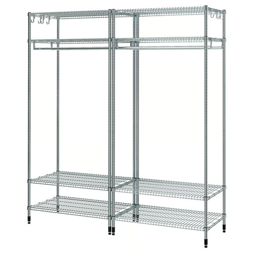 OMAR Shelving unit with clothes rail, galvanised, 186x50x201 cm