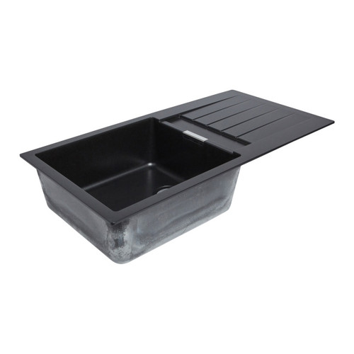 Cooke&Lewis Granite Kitchen Sink Galvani 1 Bowl with Drainer, black