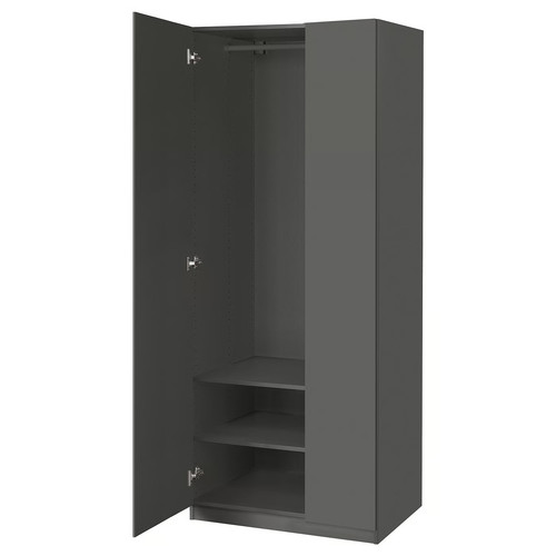 PAX / FORSAND Wardrobe combination, dark grey/dark grey, 75x60x201 cm