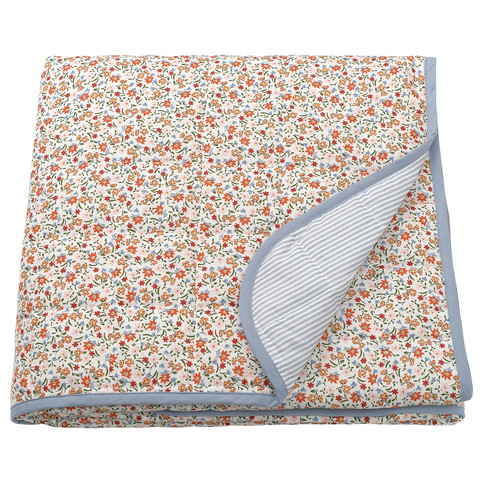 GULLNATTLJUS Bedspread, white/floral pattern, 160x250 cm
