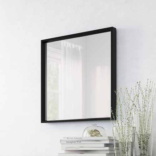 NISSEDAL Mirror, black, 65x65 cm