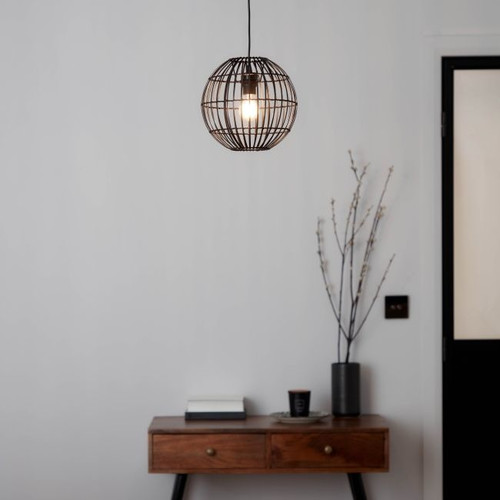 GoodHome Pendant Lamp Dacite 1 x 40W E27 28cm, dark bamboo