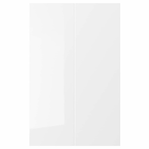 RINGHULT 2-p door f corner base cabinet set, high-gloss white, 25x80 cm