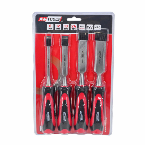 AW Woodworking Chisel Set 4pcs 6-24, plastic handle