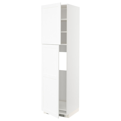METOD High cabinet for fridge w 2 doors, white Enköping/white wood effect, 60x60x220 cm