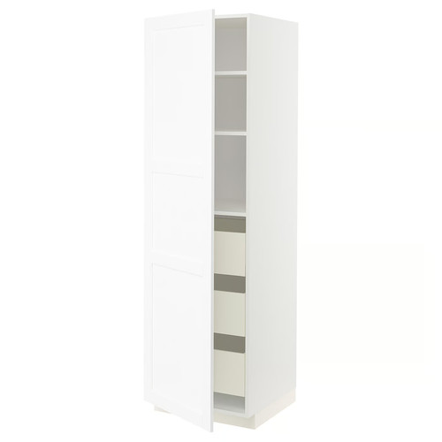 METOD / MAXIMERA High cabinet with drawers, white Enköping/white wood effect, 60x60x200 cm