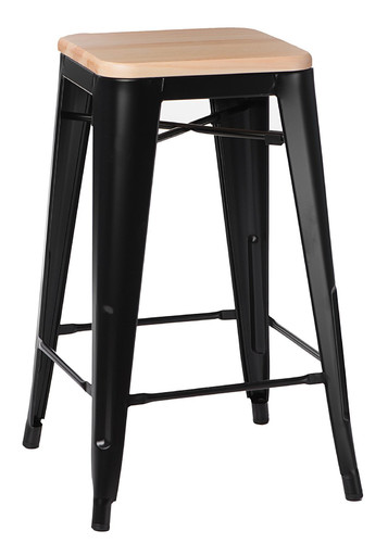 Bar Stool Paris Wood 75cm, pine/black
