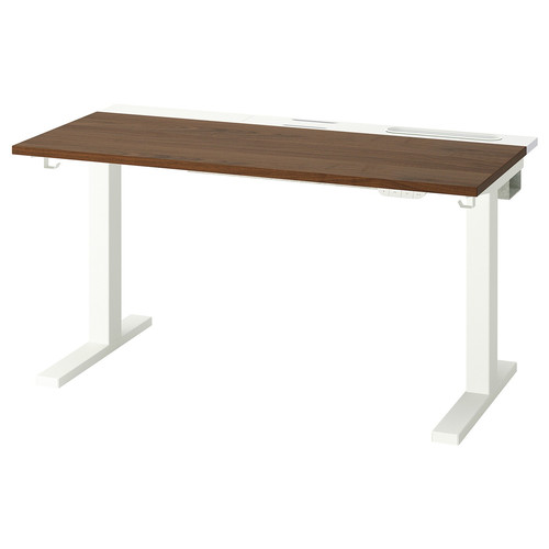 MITTZON Desk sit/stand, electric walnut veneer/white, 120x60 cm