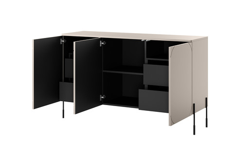 Three-Door Cabinet with Drawer Units Sonatia 150 cm, cashmere