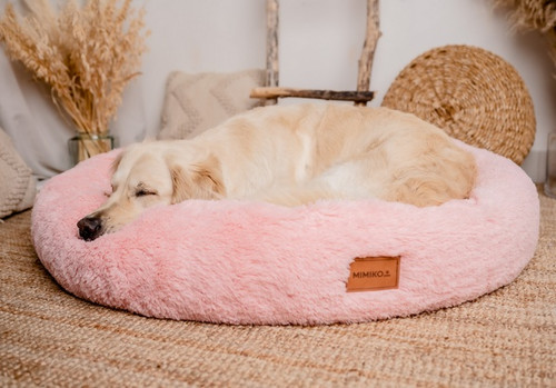 MIMIKO Pets Dog Bed Lair Shaggy Round XXL 100cm, pink