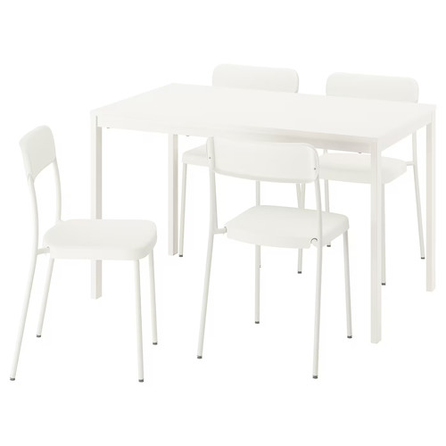 VIHALS / VIHALS Table and 4 chairs, white/white, 120/180x74 cm