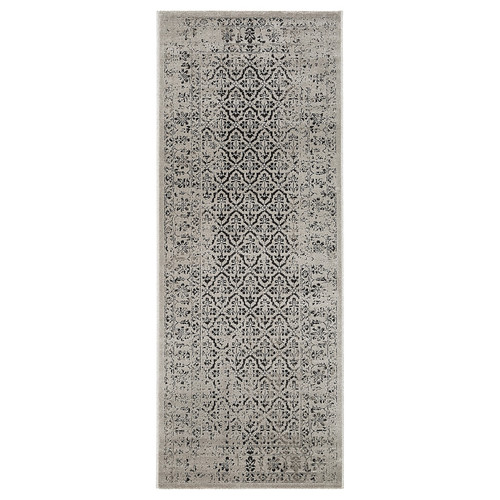MANSTRUP Rug, short pile, patinated grey/floral pattern, 80x200 cm