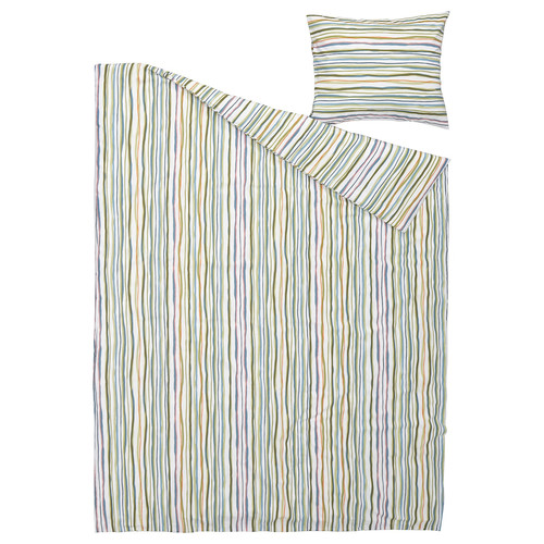 SUMPGRÖE Duvet cover and pillowcase, multicolour/striped, 150x200/50x60 cm