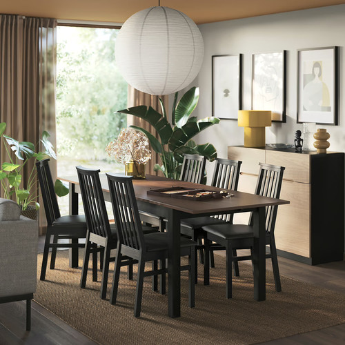 ÅLHULT Extendable table, black/brown, 170/220x80 cm