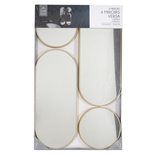 Set of 4 Mirrors Deco, gold