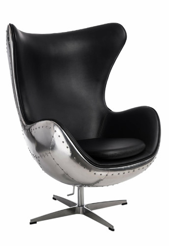 Armchair Egg, aluminium/black PU