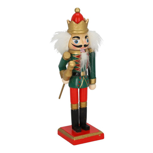 Nutcracker Christmas Decoration 15cm, green/crown