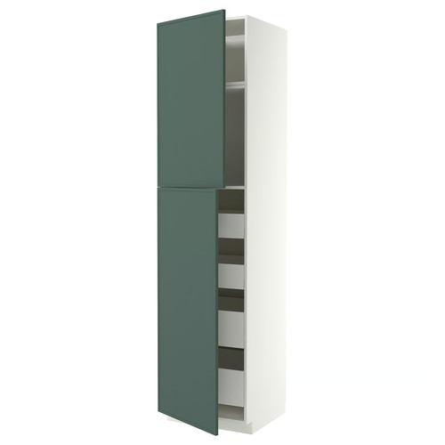 METOD/MAXIMERA Hi cab w 2 doors/4 drawers, white/Aspudden dark grey-green, 60x60x240 cm