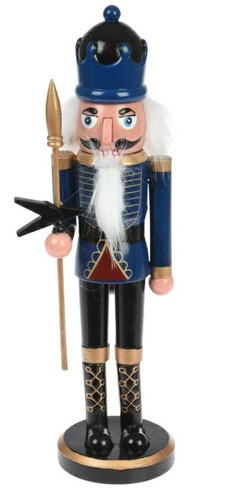 Nutcracker Christmas Decoration 28cm, blue, crown