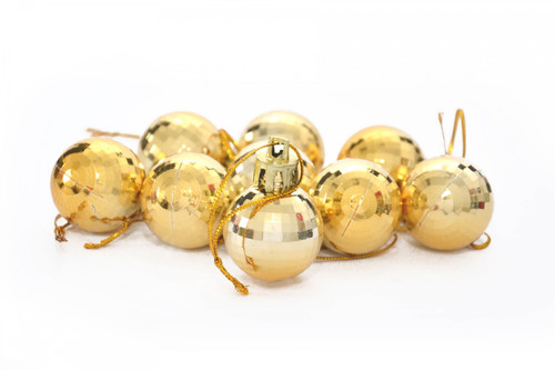 Disco Christmas Tree Bauble Ornaments, Gold, Pack of 9
