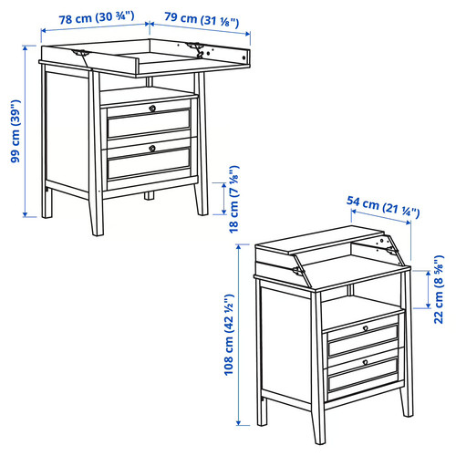 SUNDVIK Changing table/chest of drawers, white