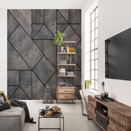 GoodHome Wall Mural Wallpaper Tasi, black puzzle