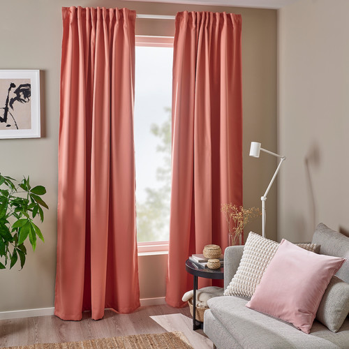 MAJGULL Room darkening curtains, 1 pair, pink, 145x300 cm