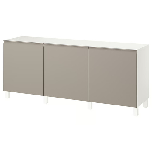 BESTÅ Storage combination with doors, white/Hammarsmed/Stubbarp beige, 180x42x74 cm