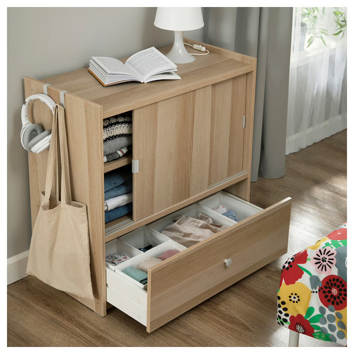 BRUKSVARA Storage unit, oak, 80x81 cm