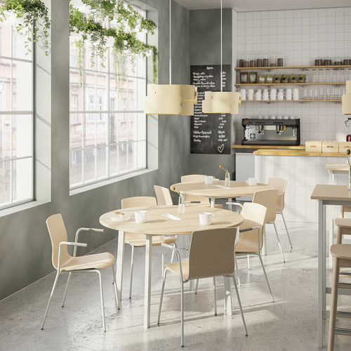 MITTZON Conference table, round birch veneer/white, 120x75 cm