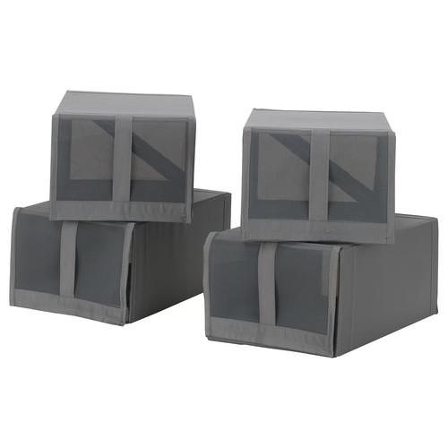 SKUBB Shoe box, dark grey, 22x34x16 cm, 4 pack