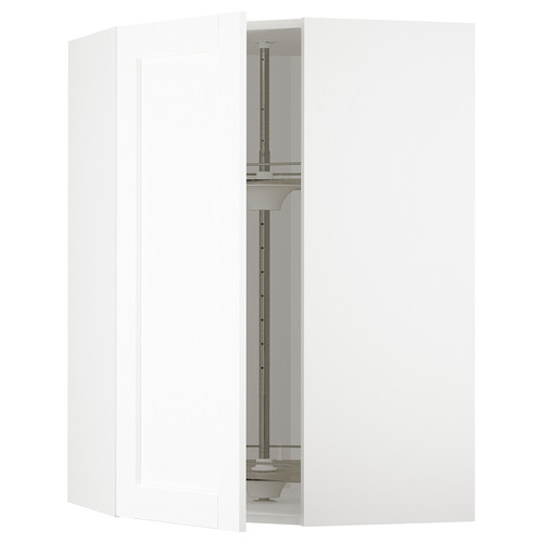 METOD Corner wall cabinet with carousel, white Enköping/white wood effect, 68x100 cm
