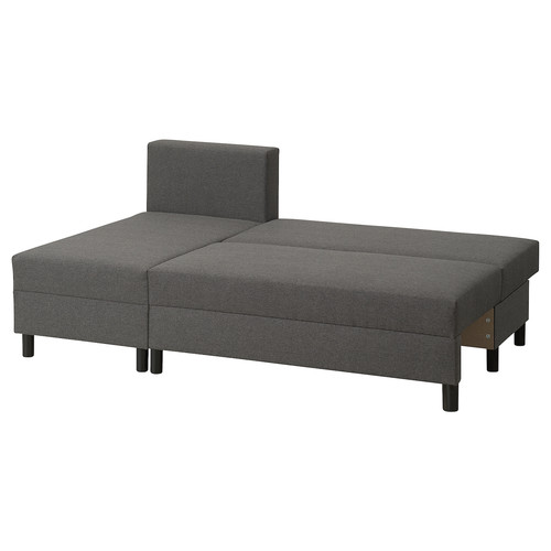 BORGÅSEN 3-seat sofa with chaise longue, dark grey