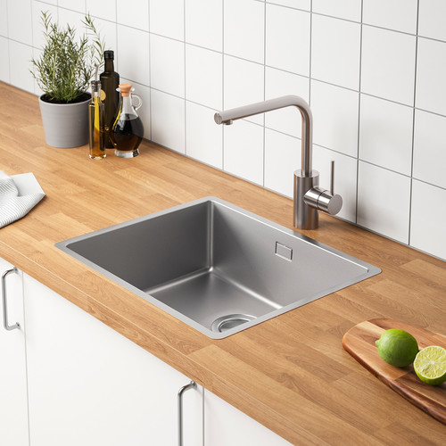 VRESJÖN Inset sink, 1 bowl, stainless steel, 54x44 cm