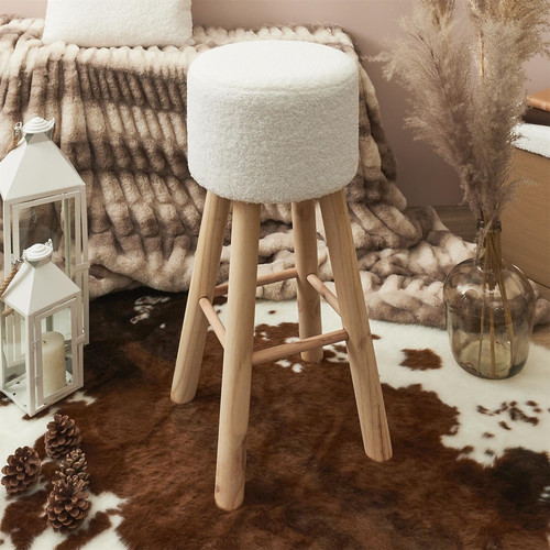 Bar Stool Freya, white/natural